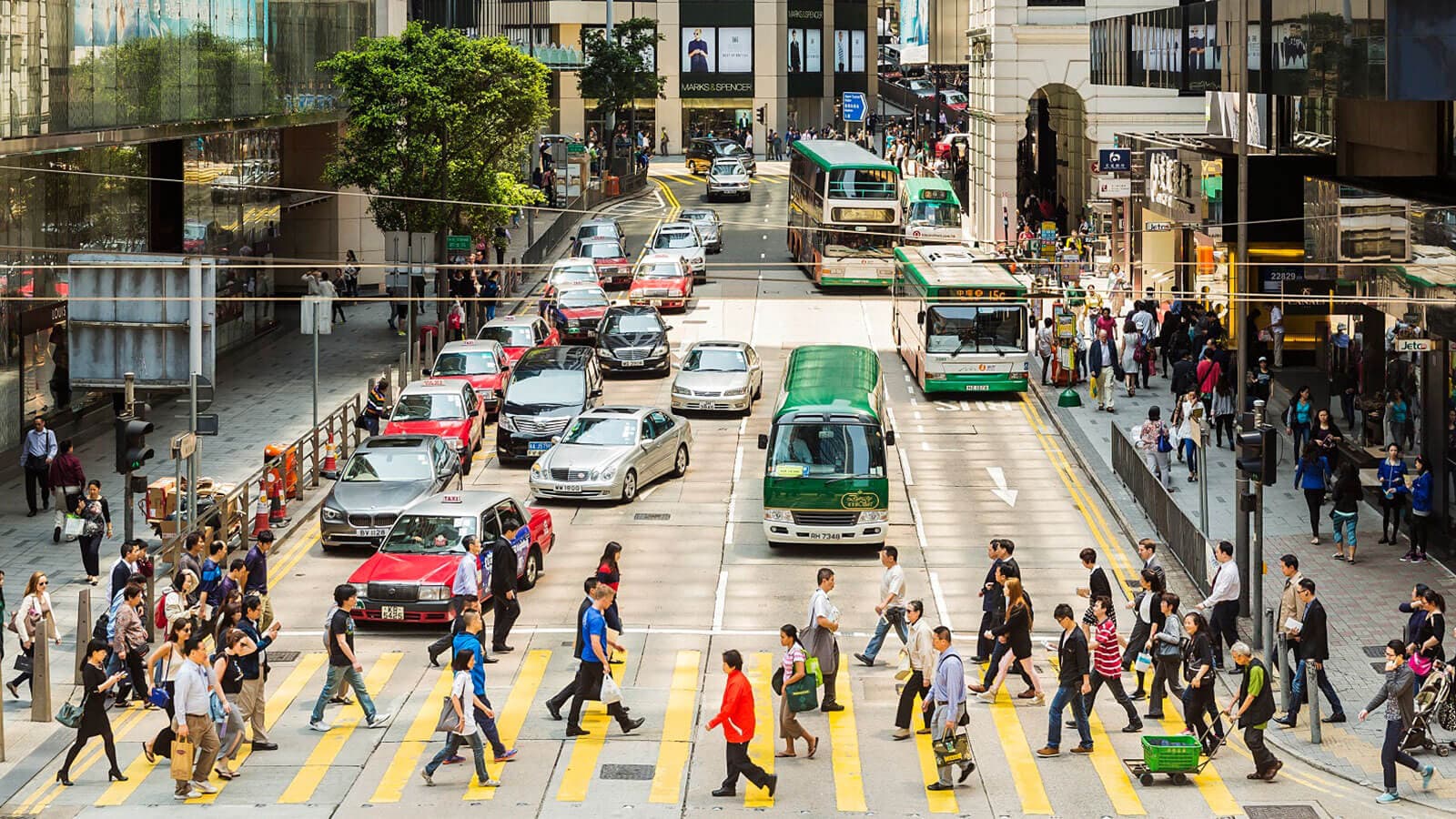 People walking across an intersection